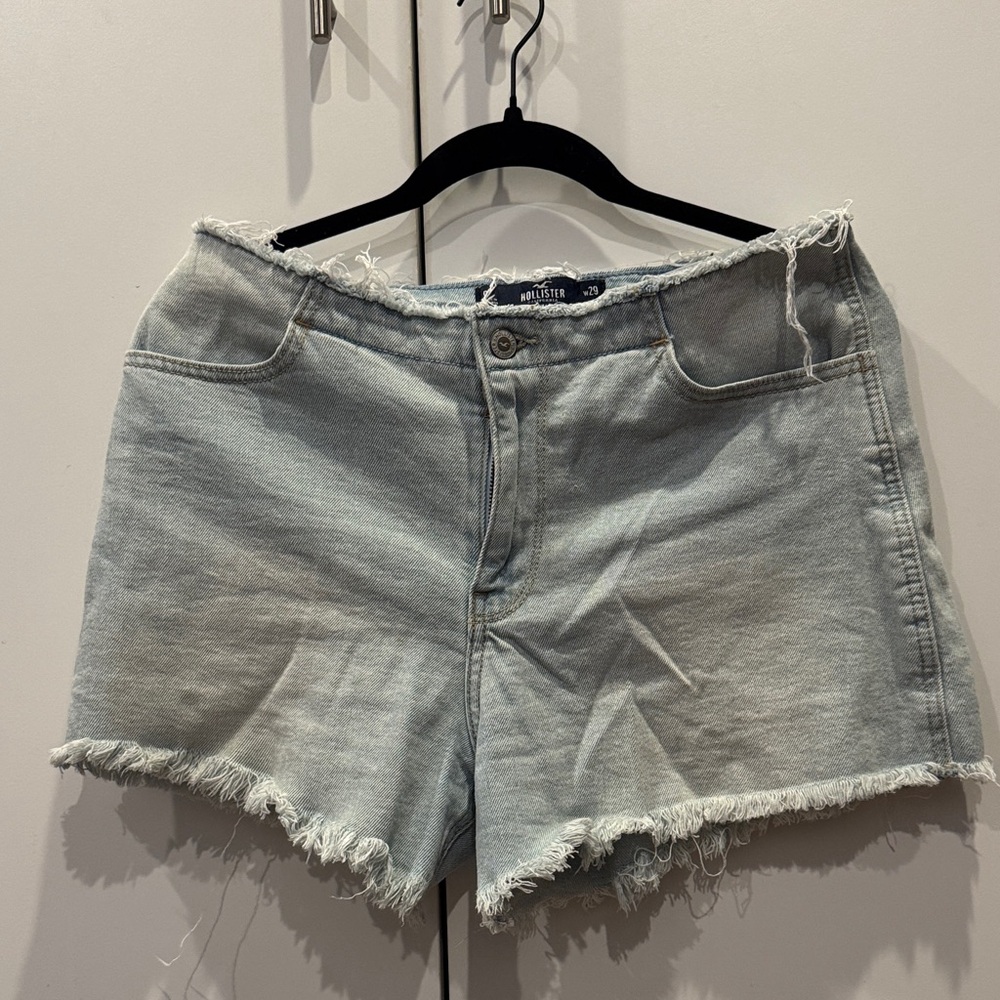 Hollister Women's Distressed Jean Shorts - Light Blue